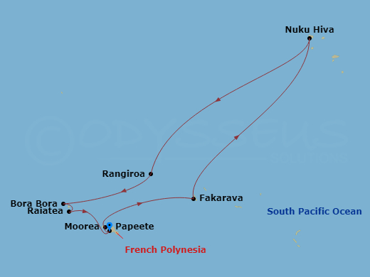 10-night Tahitian Legends Voyage Itinerary Map