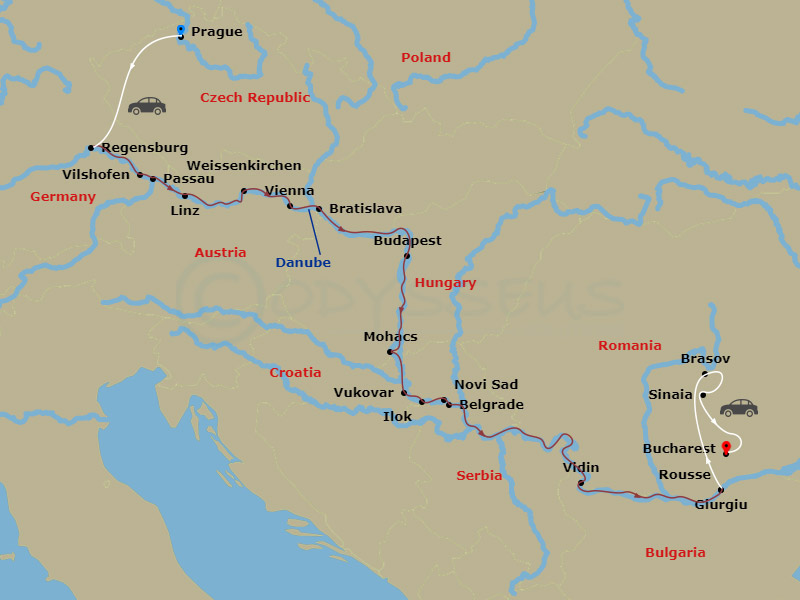 14-night Grand Danube Cruise With 3-nights Prague Pre-Cruise And 2-nights Brasov, 2-nights Bucharest Post-Cruise Cruise/Land Package