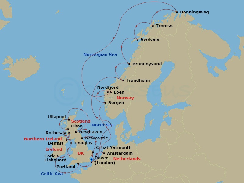 28-night British Isles, North Cape & Norwegian Fjords Cruise
