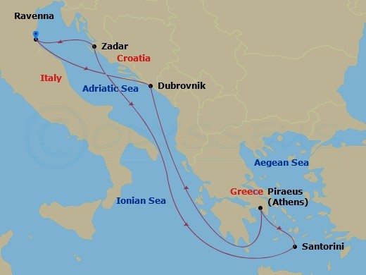 7-night Greece & Croatia Cruise Itinerary Map