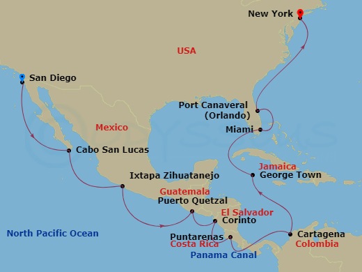 20-night Panoramic Panama Canal - 2025 World Cruise Segment