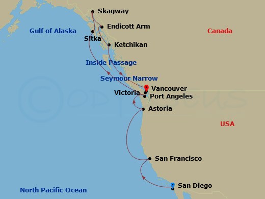 15-night Pacific Coastal & Alaska Cruise