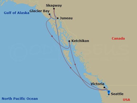 12-night Denali Explorer – Pre-Cruise Cruisetour Itinerary Map