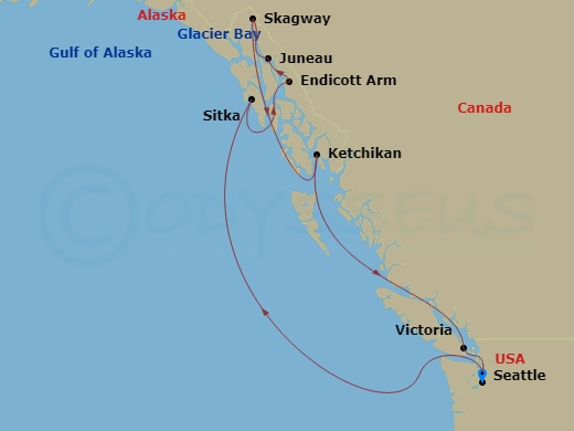 10-night Alaska Cruise Itinerary Map