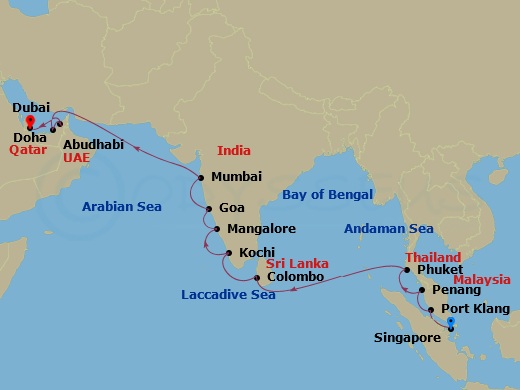 15-night Asia: India, Thailand, Malaysia & Sri Lanka Cruise