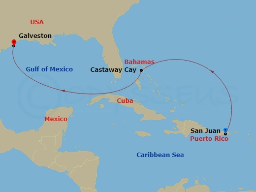 6-night Bahamian Cruise Itinerary Map