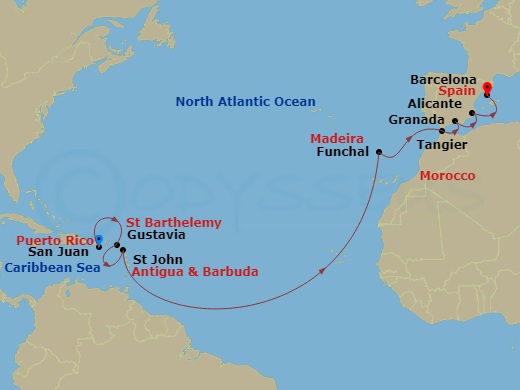 14-night Exotic Atlantic Crossing Voyage