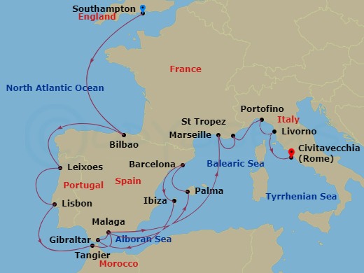 20-night Grand European Explorer Cruise Itinerary Map