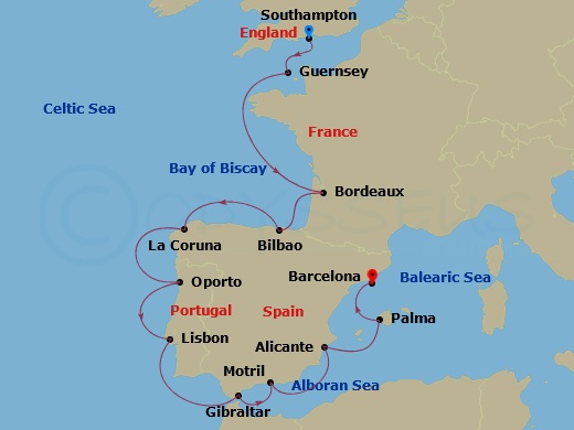 14-night Alluring Iberia Cruise Itinerary Map