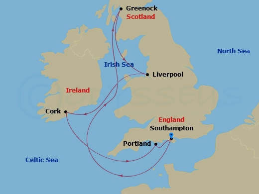 7-night British Isles Cruise Itinerary Map