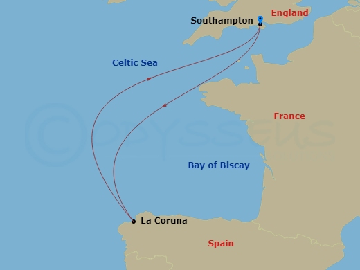 4-night Spain Cruise from Southampton Itinerary Map