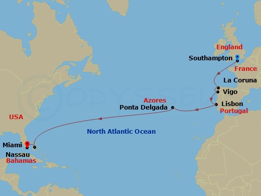 14-night Spain & Portugal Transatlantic Cruise