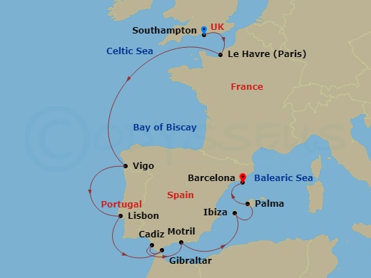 10-night Europe Cruise Itinerary Map