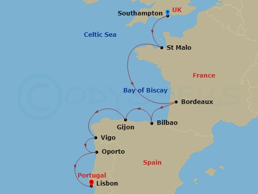 12-night Europe Cruise Itinerary Map