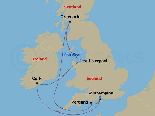 7-night British Isles Cruise From Southampton Itinerary Map