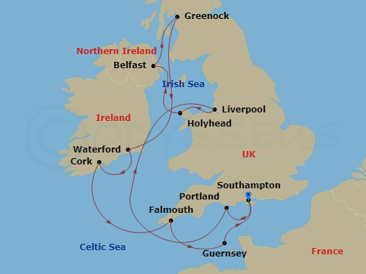 12-night British Isles Cruise Itinerary Map