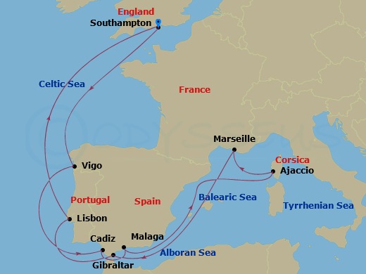 14-night Mediterranean Explorer Cruise Itinerary Map