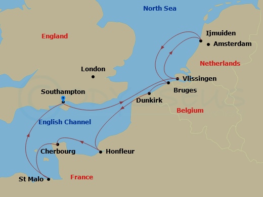 10-night Savor Europe Cruise Itinerary Map