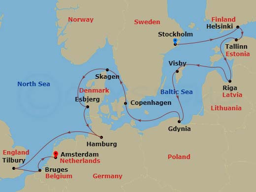 14-night Northern Delights Cruise Itinerary Map