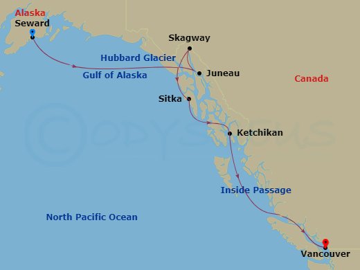 7-night Alaska Cruise Itinerary Map