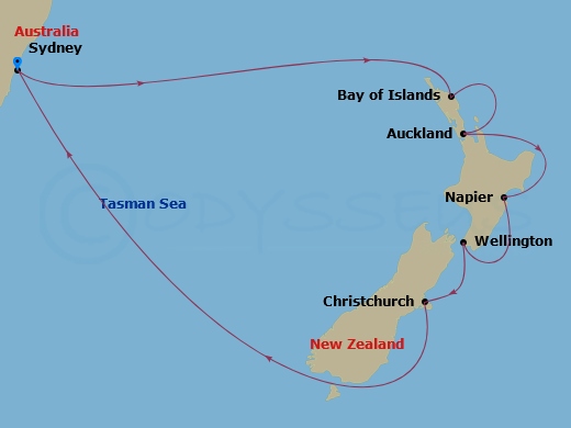 11-night New Zealand Cruise Itinerary Map
