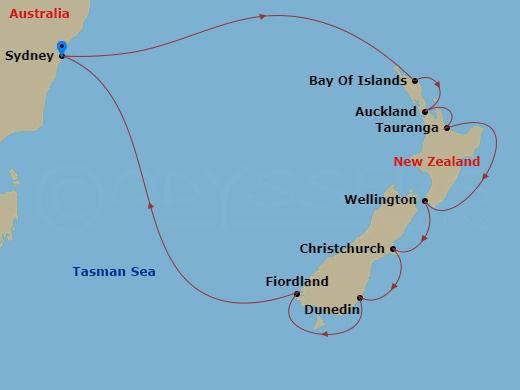 14-night New Zealand Cruise Itinerary Map