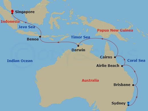 15-night Australia Cruise Itinerary Map
