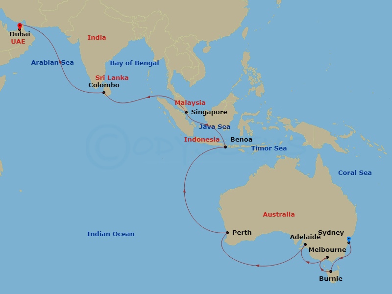 25-night World Cruise Segment - Sydney to Dubai