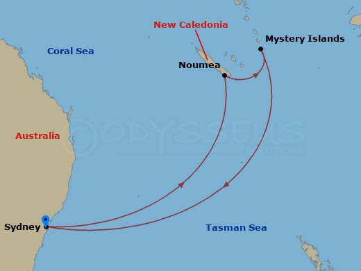 8-night South Pacific Cruise Itinerary Map