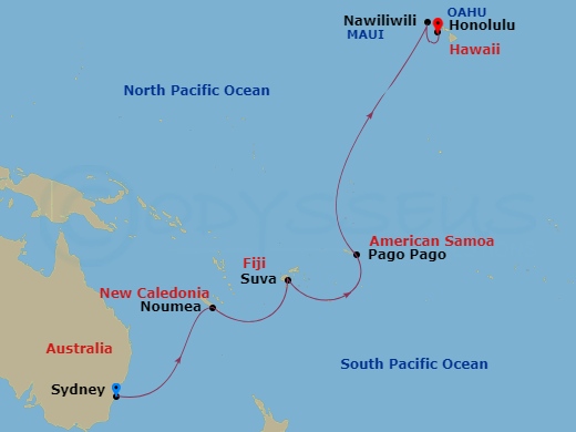 14-night South Pacific Cruise from Sydney ending in Honolulu
