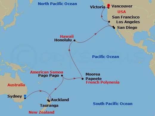 33-night Hawaii, Tahiti & South Pacific Crossing Cruise