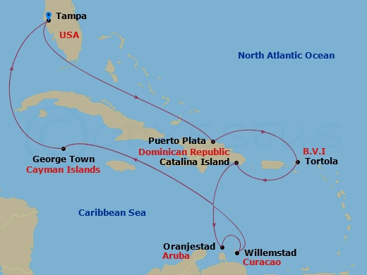 11-night Caribbean Cruise Itinerary Map