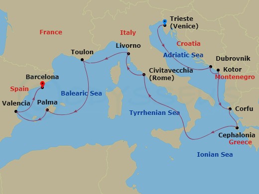 14-night Greece, Adriatic And Western Mediterranean Cruise