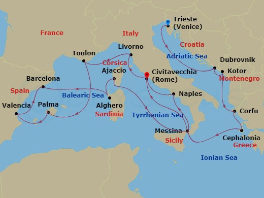21-night Greece, Adriatic And Western Mediterranean Cruise
