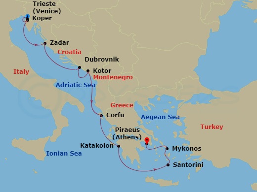 10-night Greek Isles: Santorini, Mykonos & Croatia Cruise