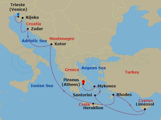 10-night Historical Icons Voyage Itinerary Map