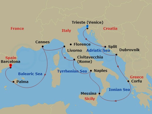 10-night Mediterranean: Italy, France & Greece Cruise