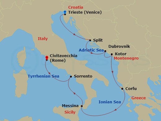 7-night Adriatic Gems Cruise Itinerary Map