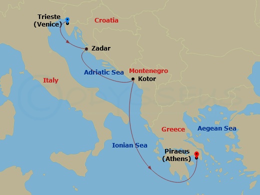 10-night Adriatic Elegance Cruise Itinerary Map