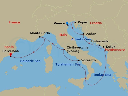 10-night Adriatic & Mediterranean Gateways Voyage