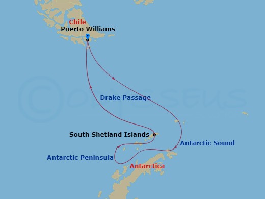 12-night Antarctic Cruise Itinerary Map