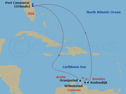 8-night Southern Caribbean Cruise Itinerary Map
