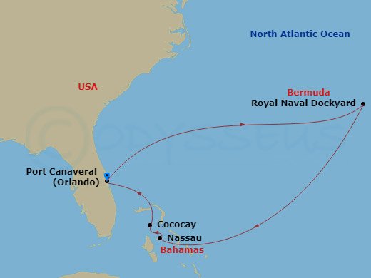 8-night Bermuda & Perfect Day Cruise Itinerary Map