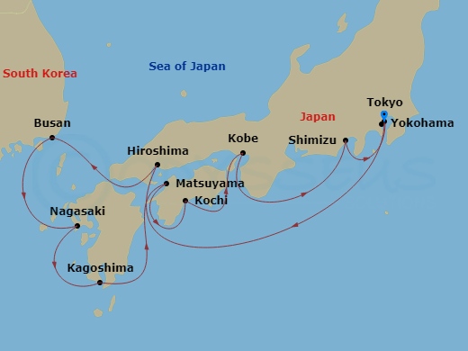 11-night Japan Explorer Spring Flowers Cruise Itinerary Map