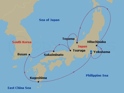 9-night Sea Of Japan Cruise Itinerary Map