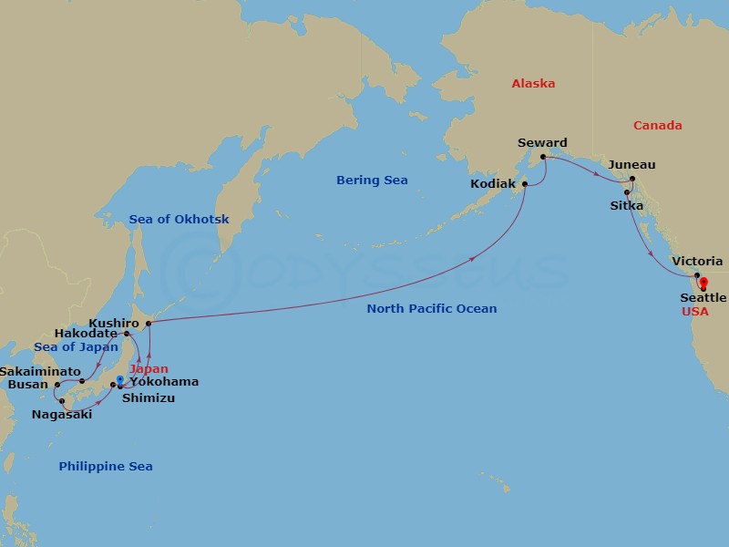 30-night Asia and Alaska Cruise