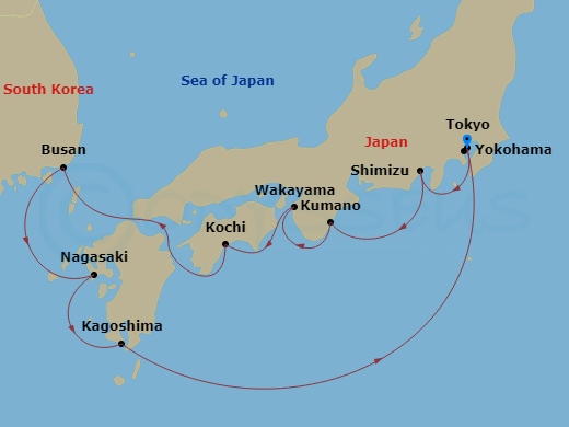 10-night Japan Explorer With Kumano Fireworks Cruise Itinerary Map