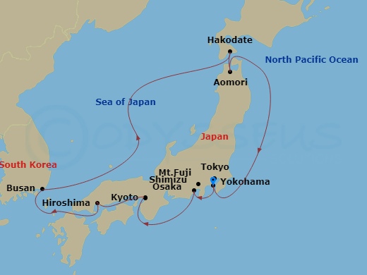 12-night Best Of Japan Cruise Itinerary Map
