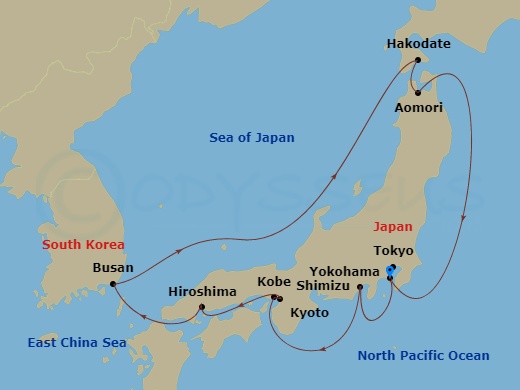 12-night Best Of Japan Cruise Itinerary Map