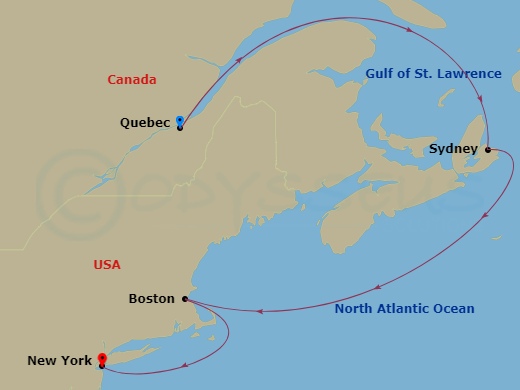 5-night Canada Short Break Cruise Itinerary Map